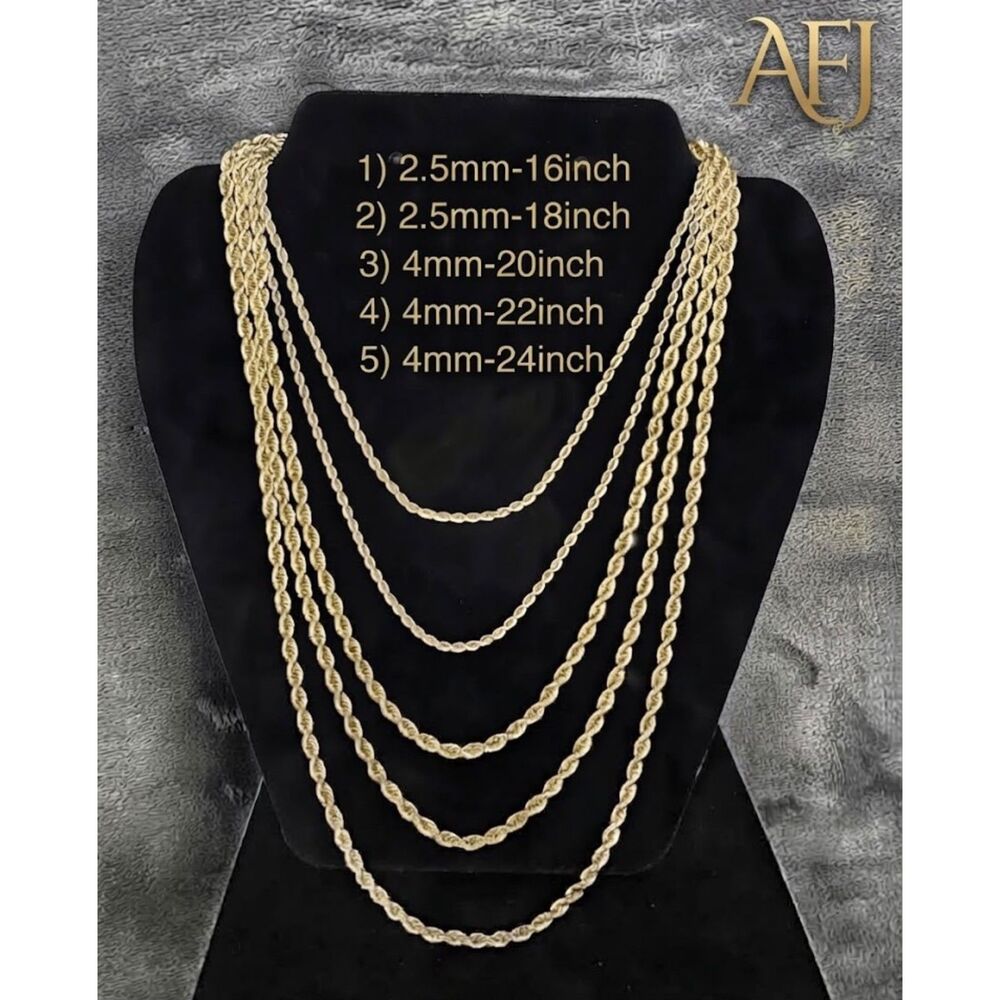 Unisex Chain Necklaces – Cuban Link & Rope Chains | Various Lengths & Widths